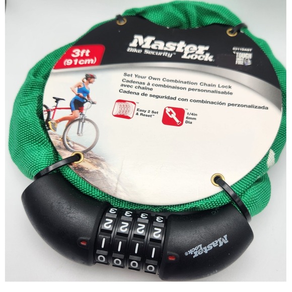 Master Lock 3 ft cable lock Brand New Green - Picture 1 of 5